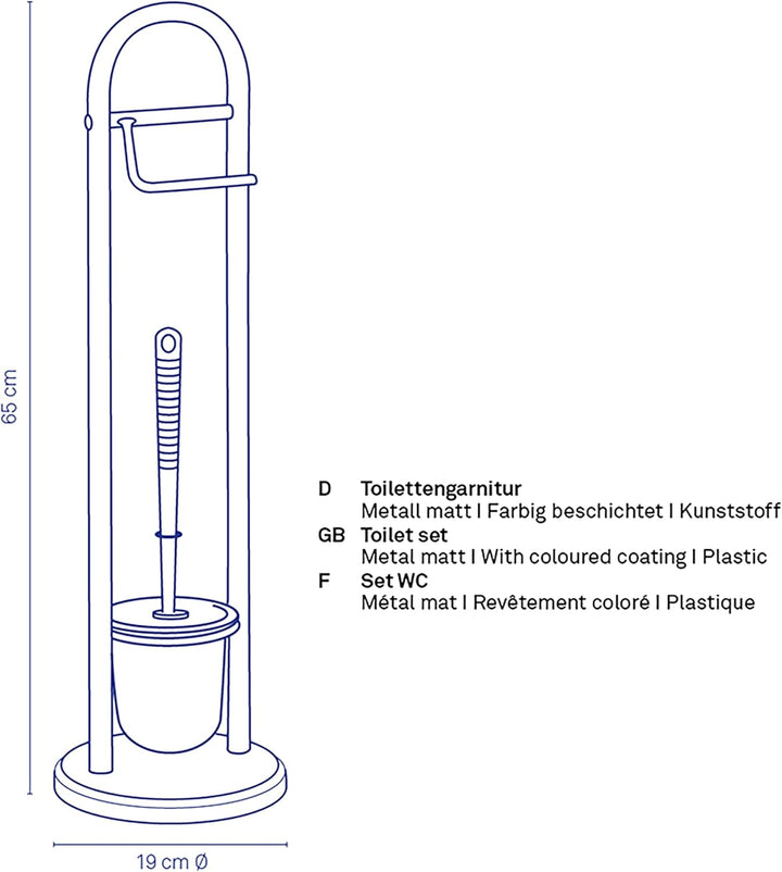 Kela 20975 Toilettengarnitur, WC-Bürstentopf und Papierhalterung, Linda, Metall, 65,5cm, Weiss, Weis