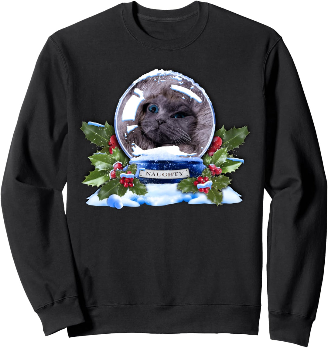 Naughty Cat Snowglobe Christmas Sweatshirt