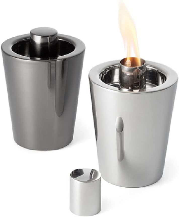 Philippi - Tarcia Tischfackel - Kleines Tischfeuer für Balkon oder Terasse - Edelstahl poliert - Sil