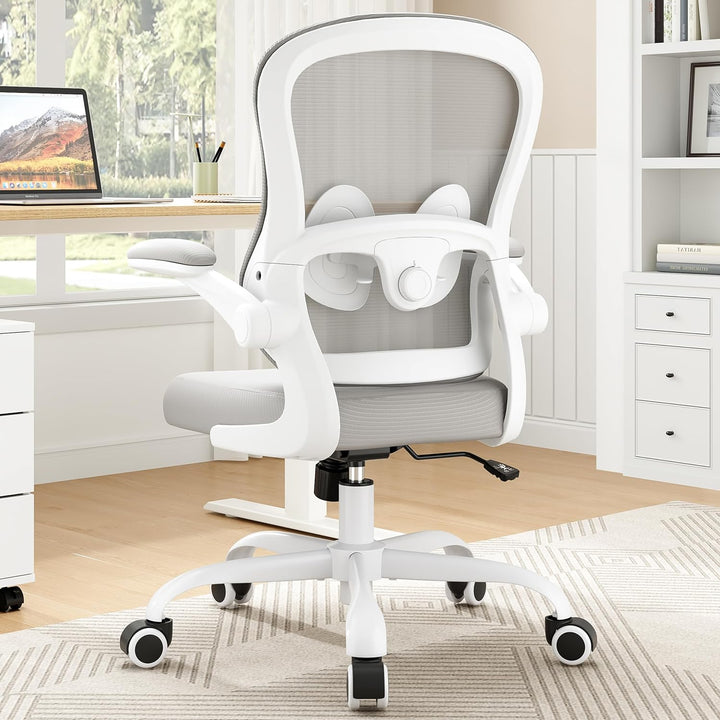 Farini Ergonomischer Mesh Rollcomputer Stuhl mit Verstellbarer Lendenstütze und aufklappbaren Armleh