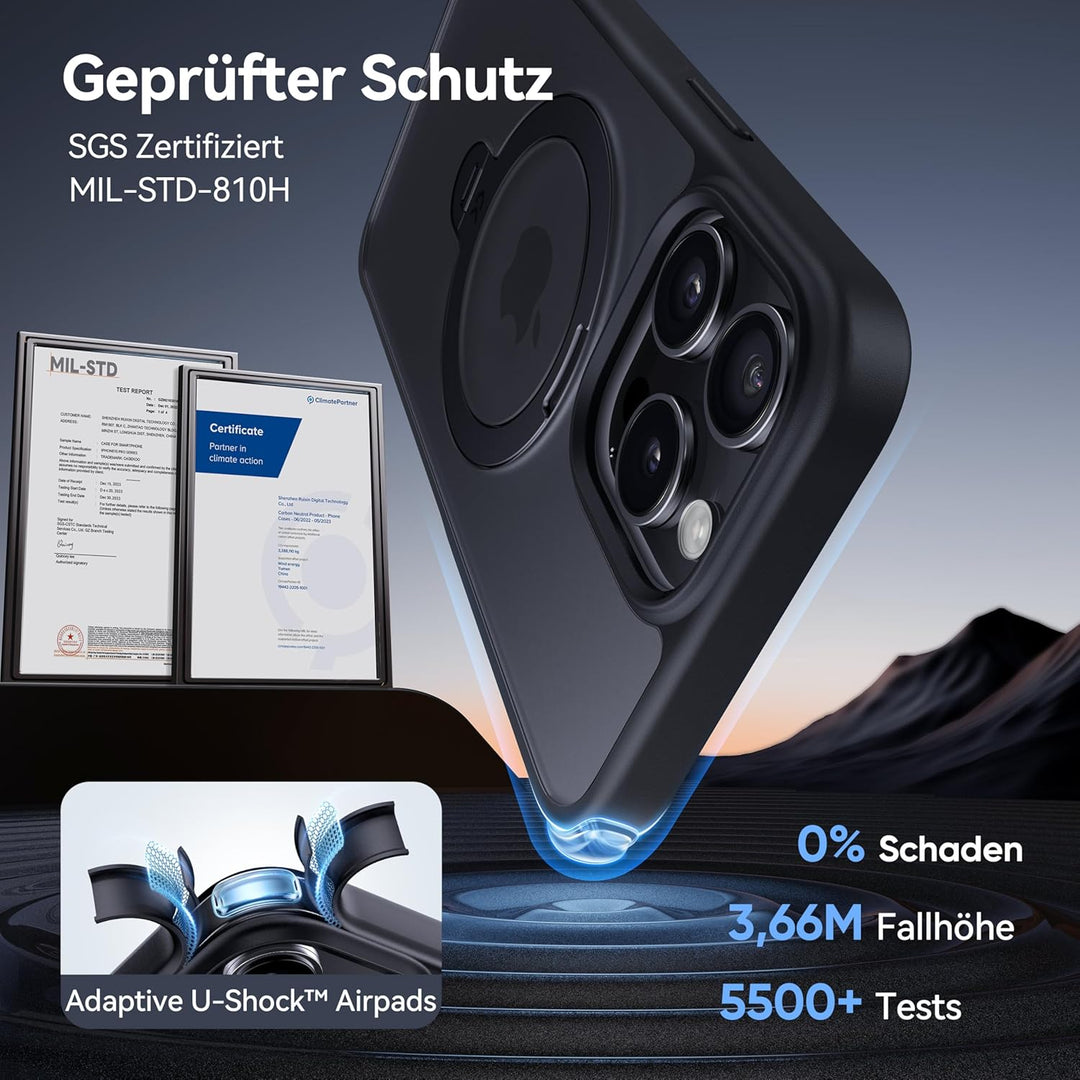 CASEKOO 360° MagicStand (Pro-Version) für iPhone 14 Pro Hülle für MagSafe [Unsichtbarer Ständer] [Mi