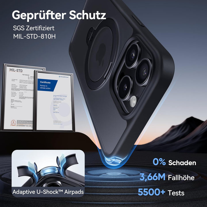 CASEKOO 360° MagicStand (Pro-Version) für iPhone 14 Pro Hülle für MagSafe [Unsichtbarer Ständer] [Mi
