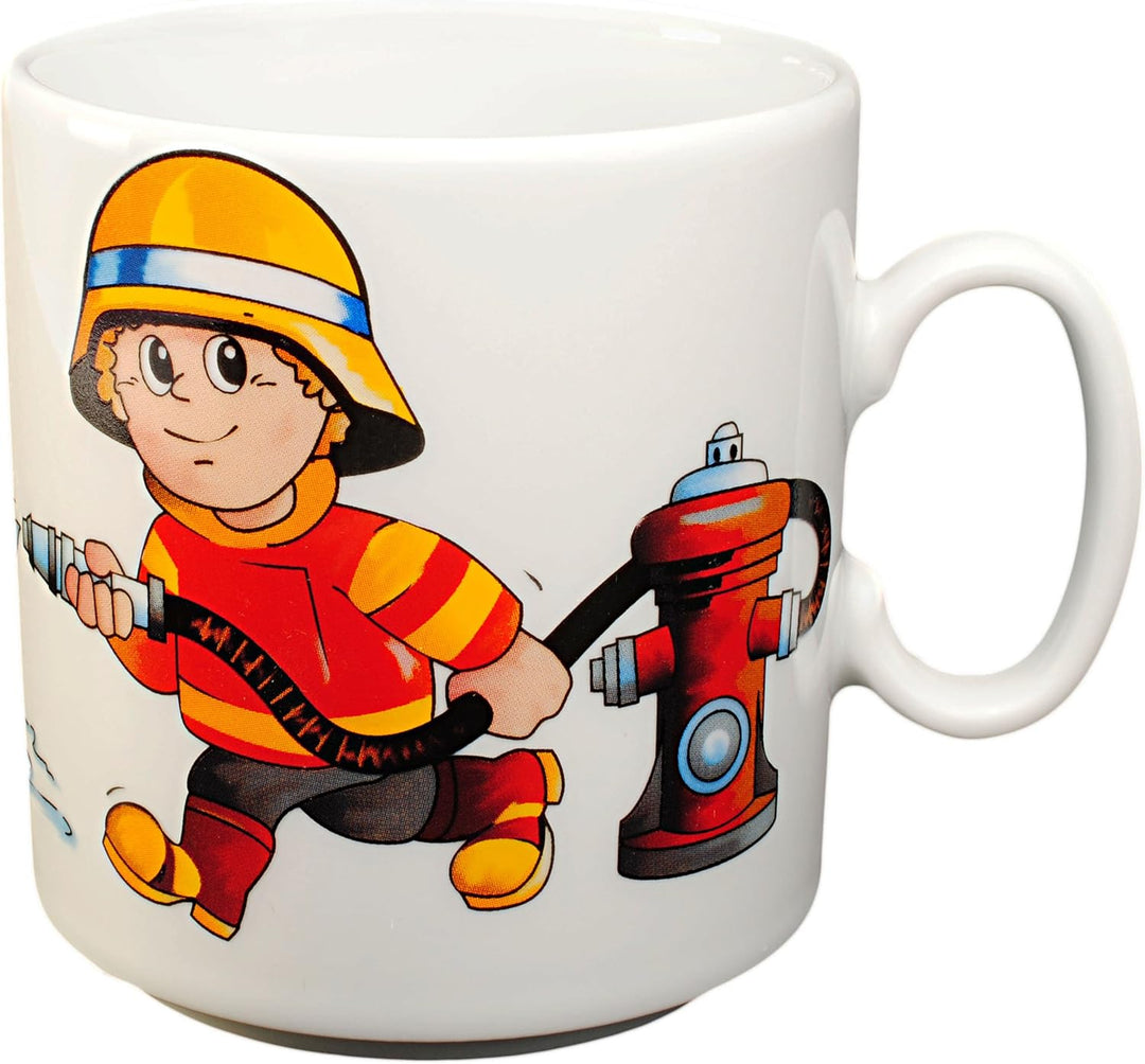 alles-meine.de GmbH 2 TLG. Set grosser Teller/Kinderteller + Henkeltasse - Feuerwehr - Feuerwehrmann