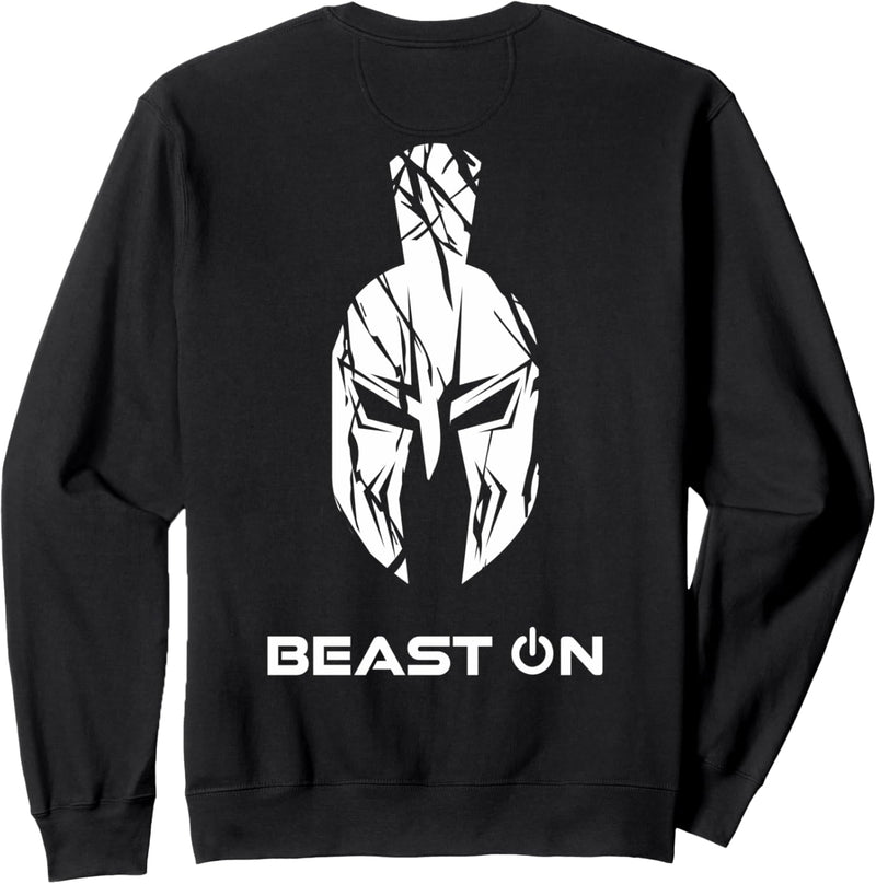 Beast ON Spartaner Helm | Rückseite Rücken Druck GYM Fitness Sweatshirt