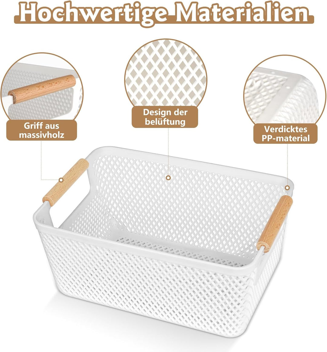 6 Stück Aufbewahrungsbox Weiss (3x Gross 35x22,5x16,2cm + 3x Mittel 30x20,4x14,2cm) - Boxen Aufbewah