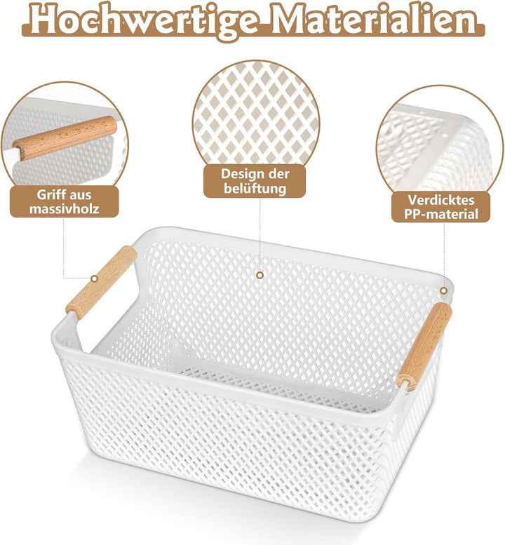 6 Stück Aufbewahrungsbox Weiss (3x Gross 35x22,5x16,2cm + 3x Mittel 30x20,4x14,2cm) - Boxen Aufbewah