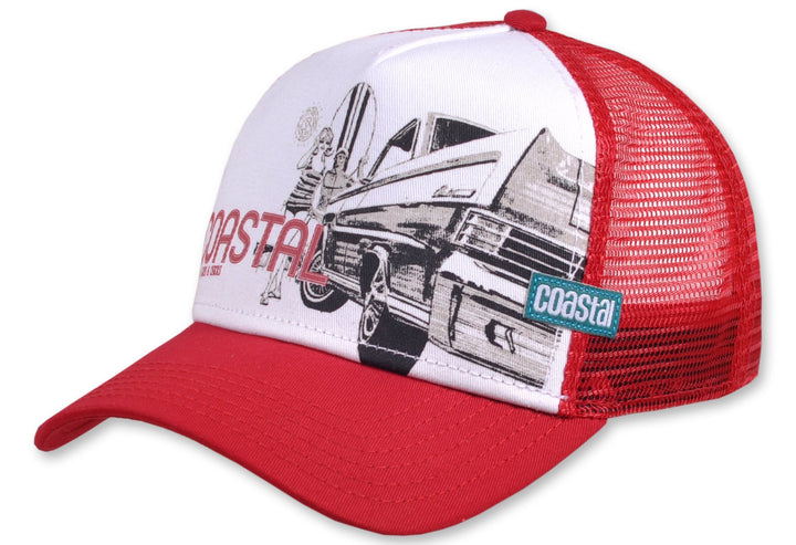 Coastal Snapback Surf & Cars & Chicks deep red