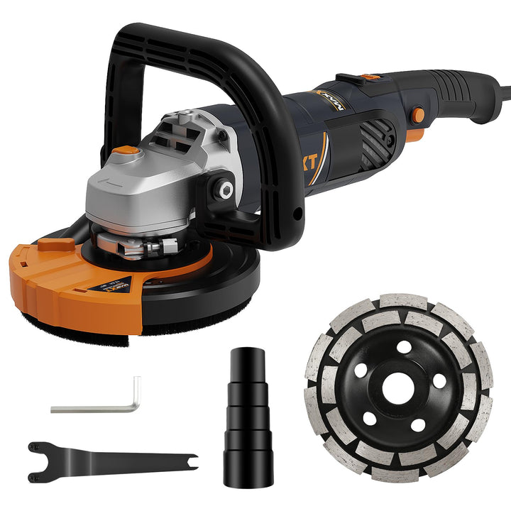 MAXXT Betonschleifer Betonfräse Set, 1500W Motor, 3000-8500rpm Leerlaufdrehzahl, 125mm Polierpad, 3,