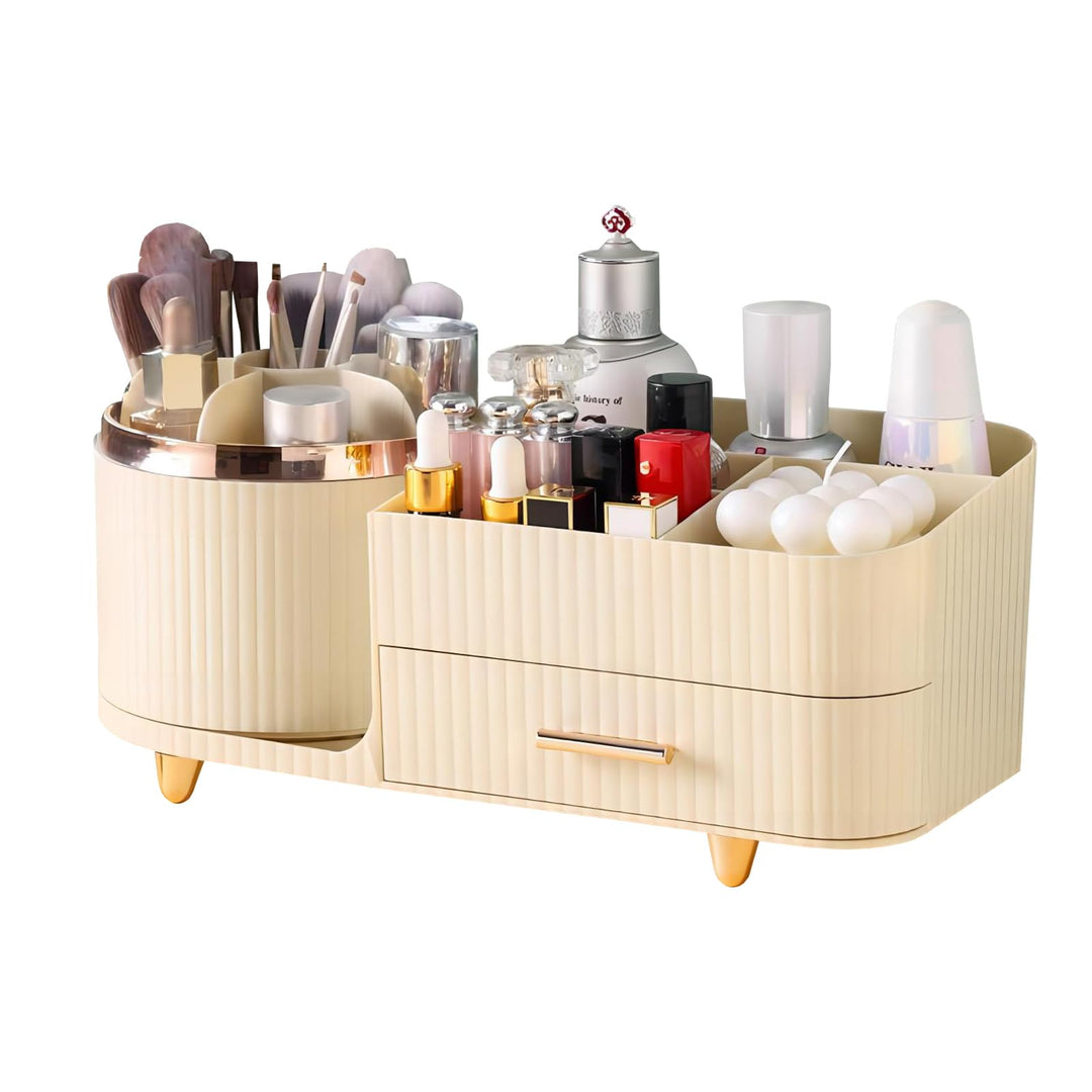 DASITON Make up Organizer 360° Drehbar, Make Up Pinselhalter Kosmetik Aufbewahrung mit Schubladen, G