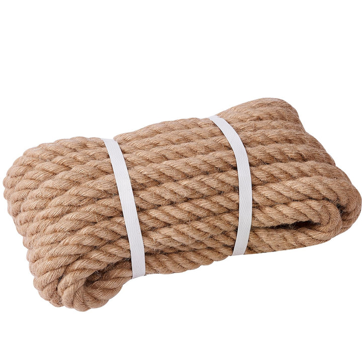 XINSHUNCAN Juteseil 20mm 10M,Natürliche Hanfseil 4-Stränge Dicke Jute Schnur Gedreht Tauwerk Tau Sei