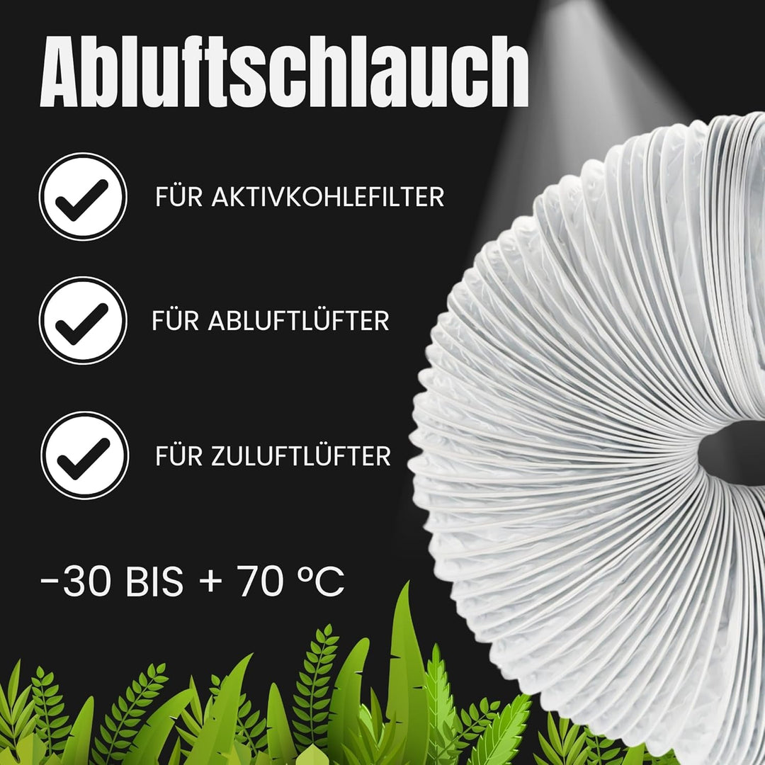TronicXL Grow Abluft Set Schlauch + Schellen 100mm 6m für Grower Growbox Growzelt Box Zelt Grower Zu