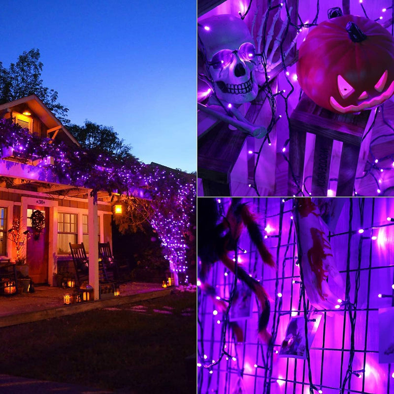 BrizLabs Halloween Lichterkette Outdoor, 20M 200 LED Lila Weihnachten Lichterketten Aussen Strombetr