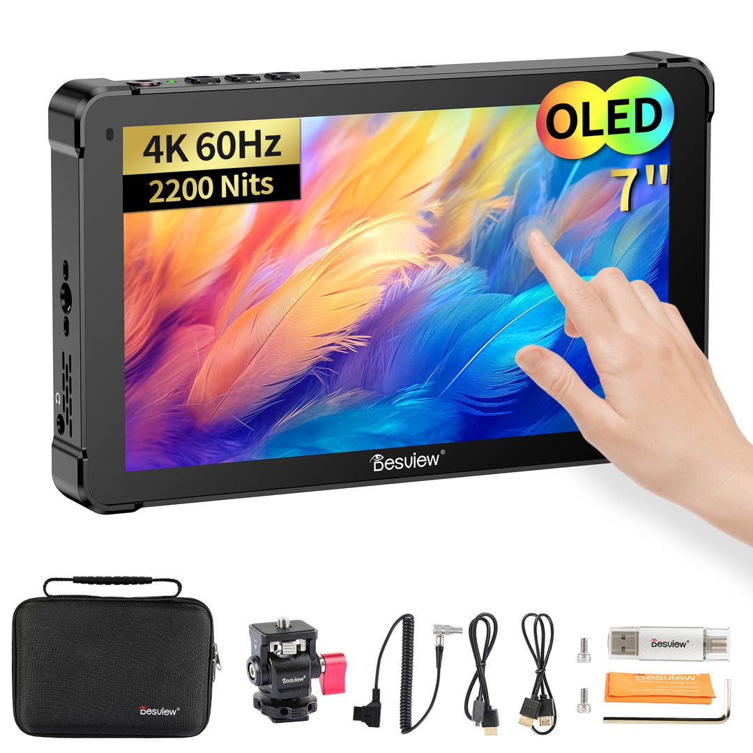 Desview OL7 Kamera Feld Monitor, 7 Zoll OLED Touchscreen DSLR-Monitor 2200Nit mit 4K HDMI 60Hz 3D LU