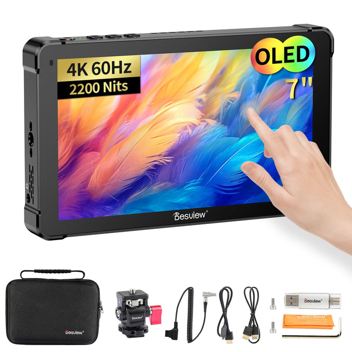 Desview OL7 Kamera Feld Monitor, 7 Zoll OLED Touchscreen DSLR-Monitor 2200Nit mit 4K HDMI 60Hz 3D LU
