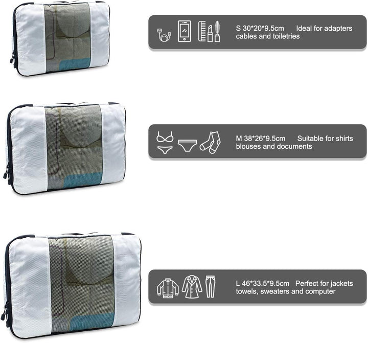 Kleidertaschen Set, Netspower Packing Cubes als Gepäck Organizer, 6 Stück wasserdichte Kofferorganiz