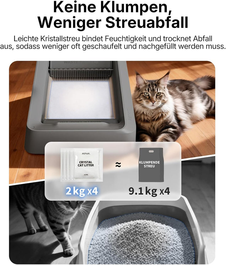 PETKIT Kristallkatzenstreu, Ersatzschale mit Weisse Kristall Katzenstreu,Geruchskontrolle, Staubfrei
