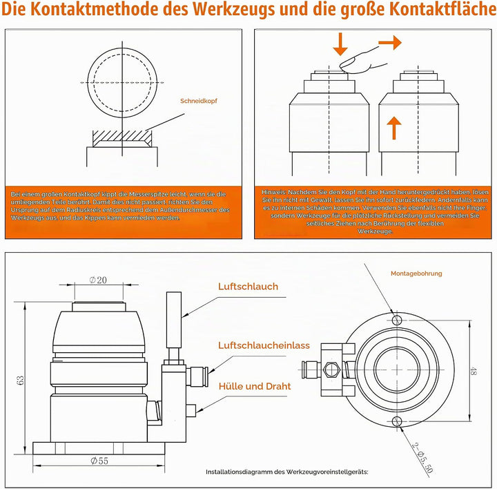 RATTMMOTOR CNC Werkzeuglängensensor, Z Achse Touch Werkzeugsensor Einstellungssonde High Precision F