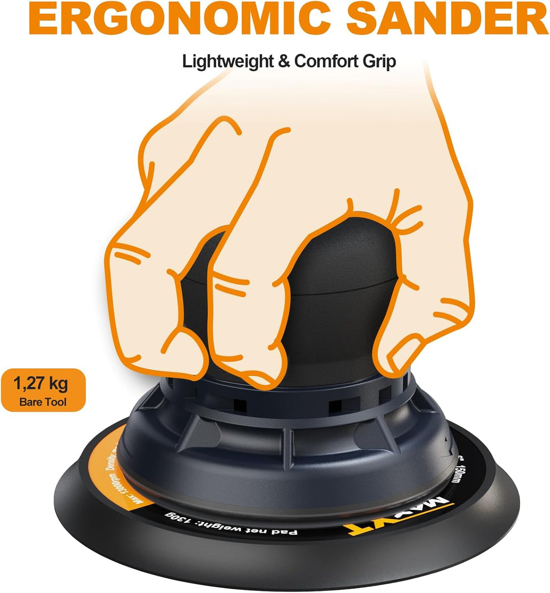 MAXXT 5.0mm Exzenterschleifer Brushless | 150mm & 125mm Dual-Schleifplatte | 350W EC-Motor | 4000-10