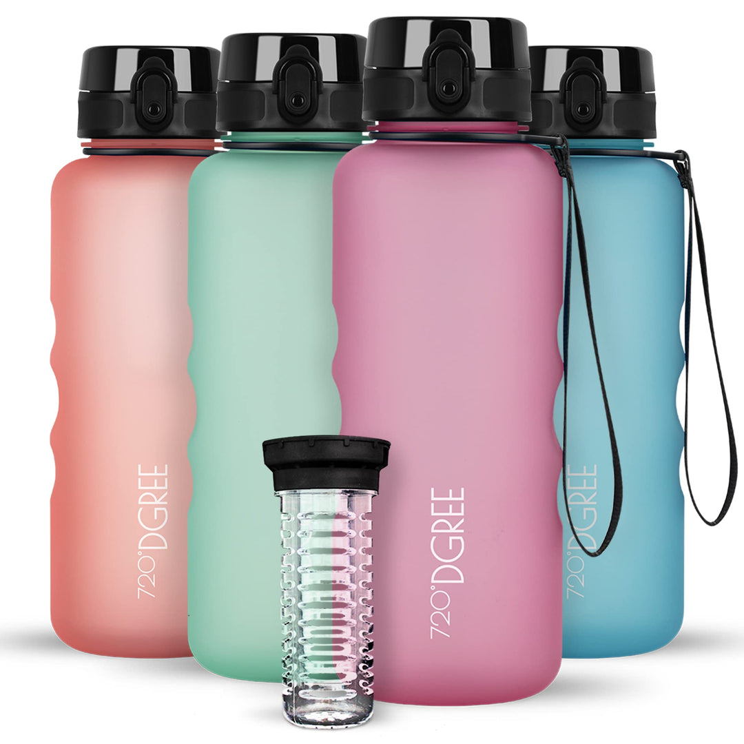 720°DGREE Trinkflasche “uberBottle“ 350ml, 500ml, 650ml, 1l softTouch +Früchtebehälter - Auslaufsich
