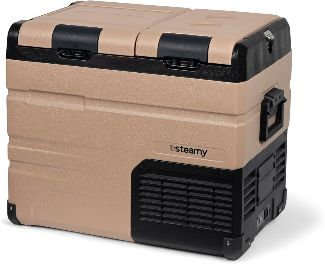 Steamy-E Dual Zone 45, Elektrische Kompressor Kühlbox, 45 Liter, 12V/ 230V, zum Kühlen und Gefrieren
