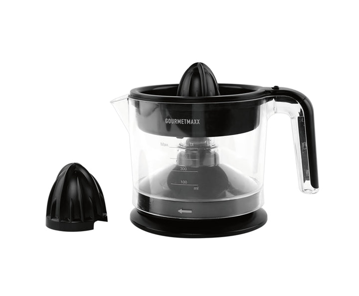 GOURMETmaxx Elektrische Zitruspresse 25 W – Frischer Saft auf Knopfdruck | 700 ml Saftbehälter | Gro