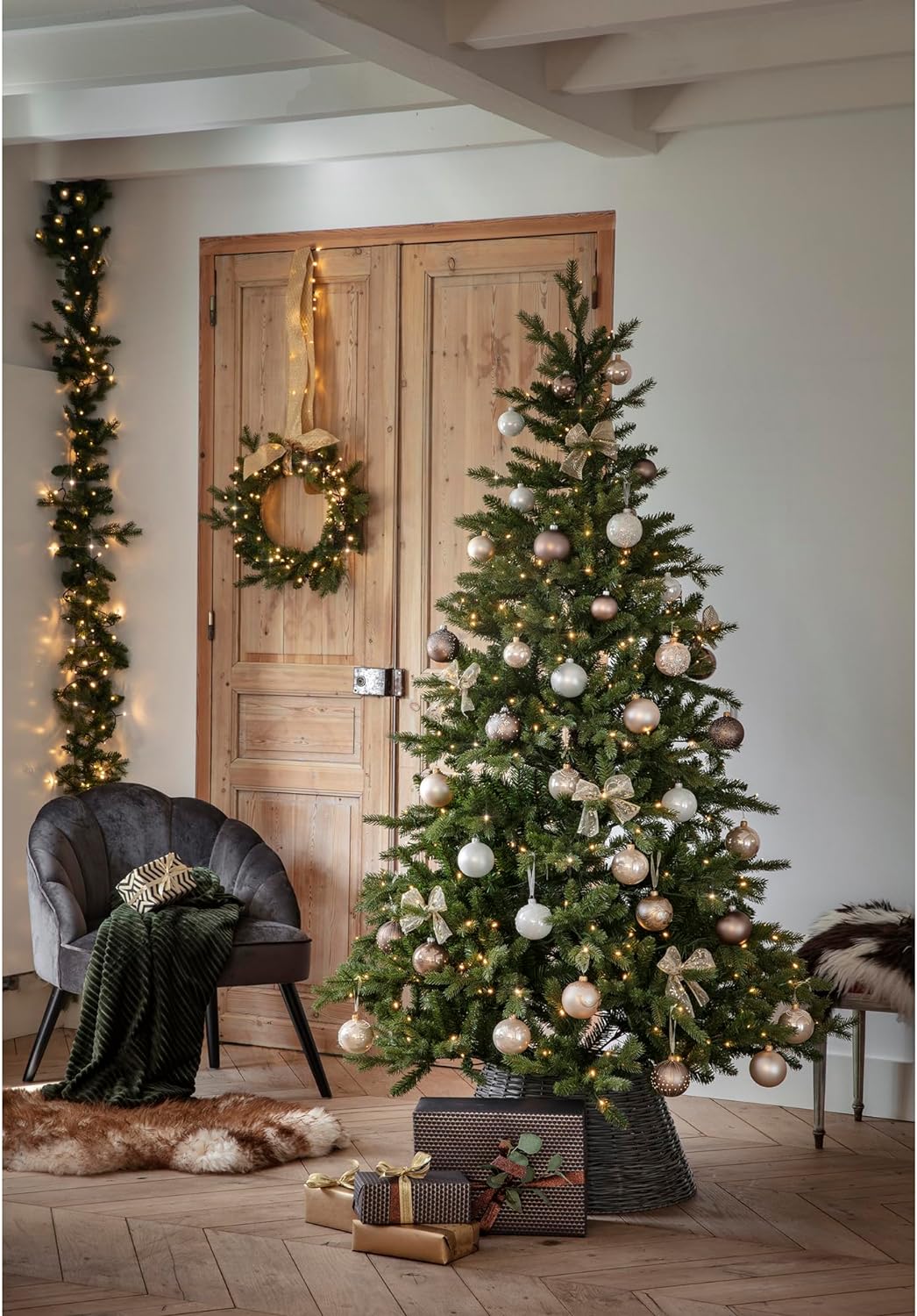 Kaemingk künstlicher Weihnachtsbaum Allison - Kiefer - grün 180 cm Höhe - mit Ständer - für Innen un