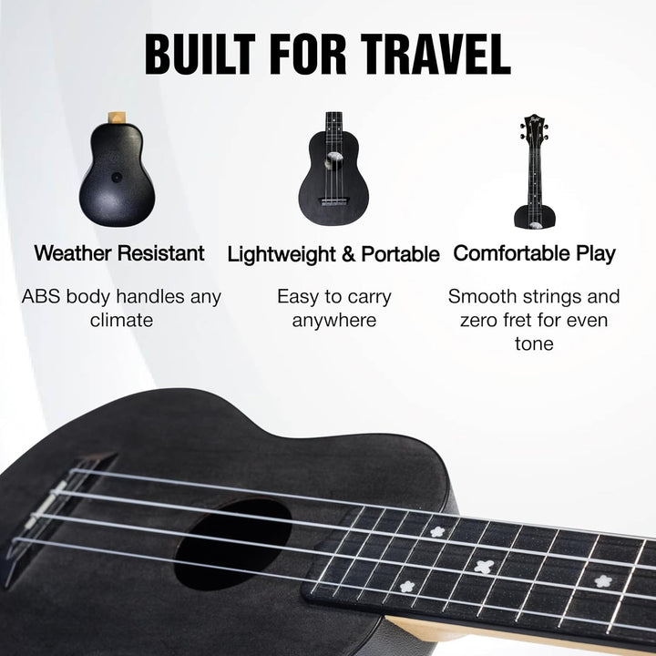 Flight, 4-saitige Travel Series Sopran-Ukulele, schwarz (TUS-35 BK), Schwarz