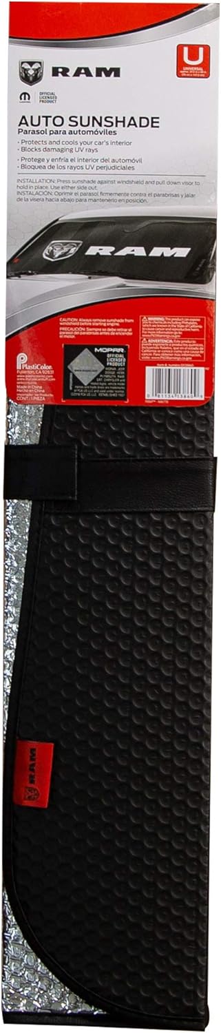 Plasticolor 003860R01 RAM Logo schwarz matt Finish Front Windschutzscheibe Akkordeon Sonnenschutz
