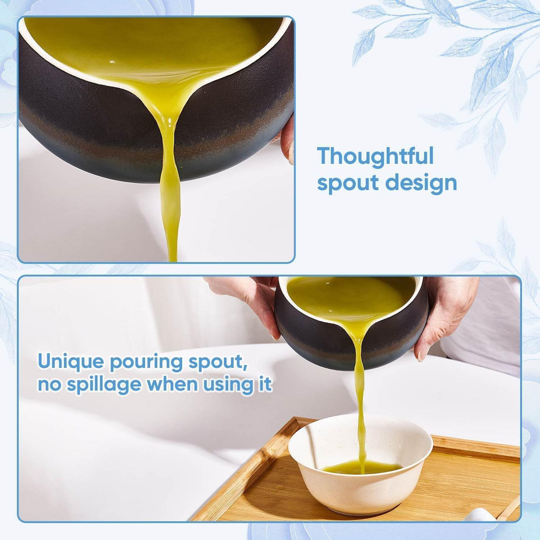 Matcha Set - 8 Stück Matcha Besen Tea Set, Matcha-Schale mit Ausgiesser, Bambus Matcha Whisk, Schauf
