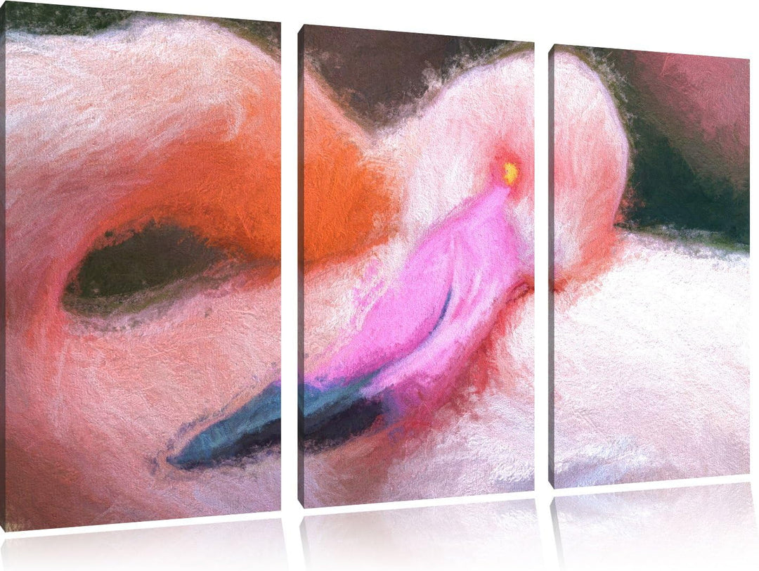 schöner Flamingo Spezial 3-Teiler Leinwandbild 120x80 Bild auf Leinwand, XXL riesige Bilder fertig g