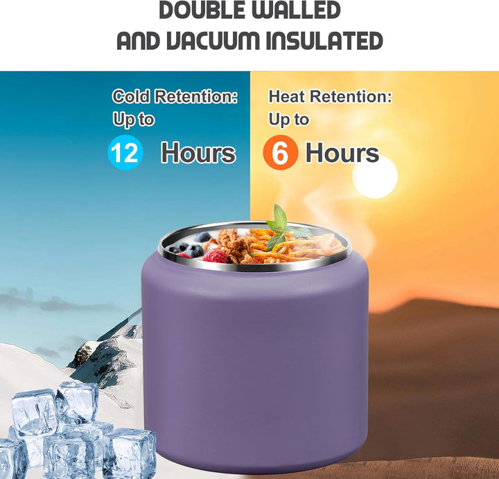 Itslife Thermobehälter für Essen 760ml, Thermo Lunchbox Kinder mit Schnallendeckel und Löffel, Warmh