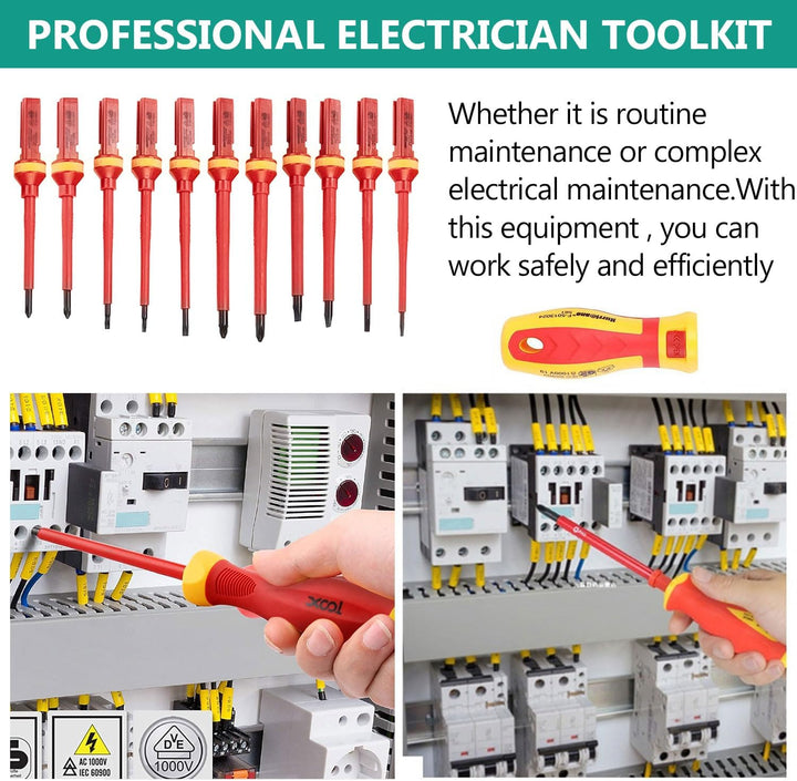 13 Stück Isolierte VDE Schraubendreher Set Elektriker, Screwdriver Set Mit Spannungsprüfer für Spann