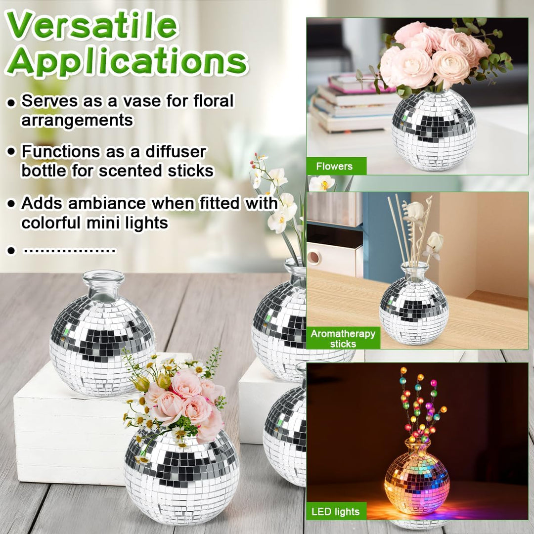 6 Stück Disco Ball Vase Deko Kugel Discokugel Blumentopf Vase Disco Kugel Pflanzentopf Discos Ball P