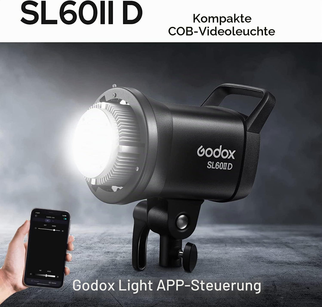 Godox SL60IID LED-Videoleuchte, 70 W 5600 K CRI 96 TLCI 97 LED-Studioleuchte mit Bowens-Halterung, 8