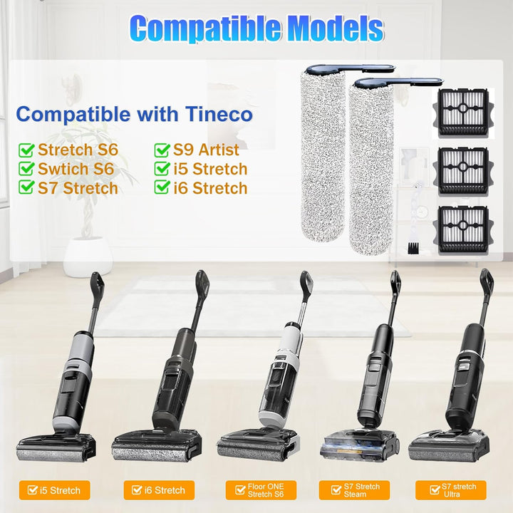 Floor ONE Stretch S6 Rollenbürsten und Filter für Tineco Floor ONE Stretch S6/Swtich S6/S7 Stretch/S