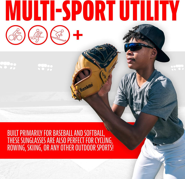 Franklin Sports MLB - Flip Up Baseball + Softball Sonnenbrille für Kinder + Erwachsene - Leichte Spo
