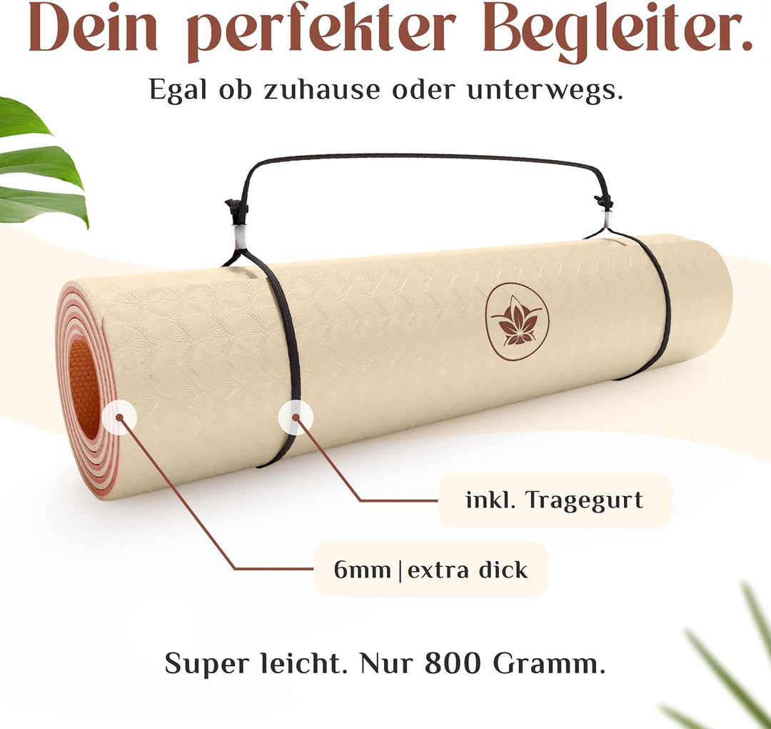 YOGALABS® - Premium Yoga-Matte aus hautfreundlichem ECO TPE-Material 185 x 60 x 0,6cm (gross) - Boho