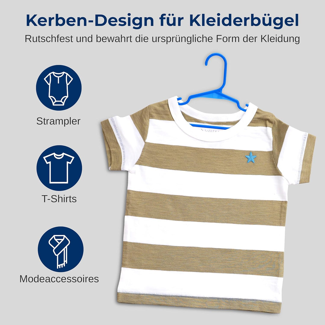 SereneLife Kinderkleiderbügel 60er Set – Kleiderbügel Kinder & Baby Kleiderbügel Kunststoff & rutsch