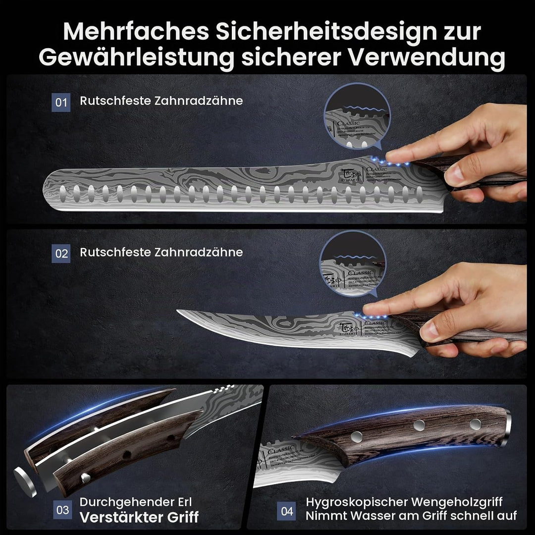Fleischermesser Set 2-teilig, Küchenmesser zum Schneiden von Fleisch, Hackmesser, Ausbeinmesser &amp; Ze