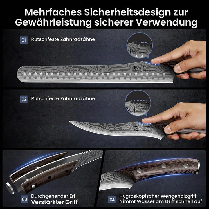 Fleischermesser Set 2-teilig, Küchenmesser zum Schneiden von Fleisch, Hackmesser, Ausbeinmesser &amp; Ze