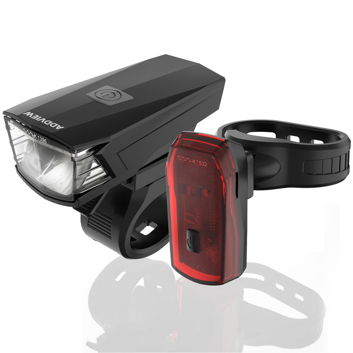 Fahrradlicht-Set Brilliance – LED Frontlicht 30 Lux mit Akku & Rücklicht mit Batteriebetrieb, StVZO