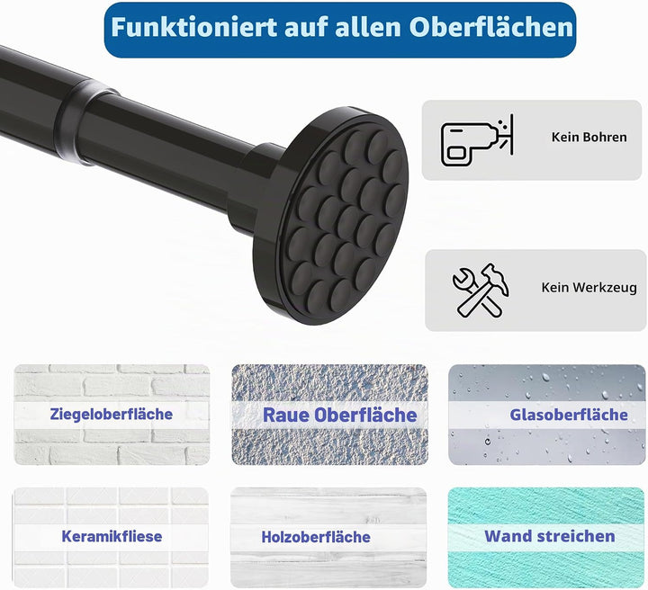 Teleskopstange Gardinenstange ohne Bohren Duschstange Ausziehbar Teleskop Kleiderstange für Badezimm