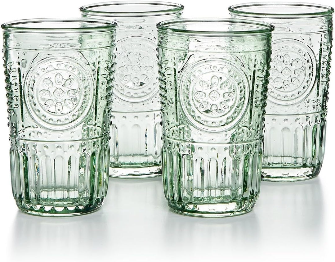 Bormioli Rocco Romantisches Set mit 4 Kühlgläsern, 473 ml, farbiges Kristallglas, Pastellgrün, herge