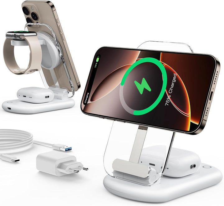 Mag Safe Ladegerät, Ladestation Apple Watch und iPhone, 3 in 1 Mag Safe Ladestation Kompatibel mit i