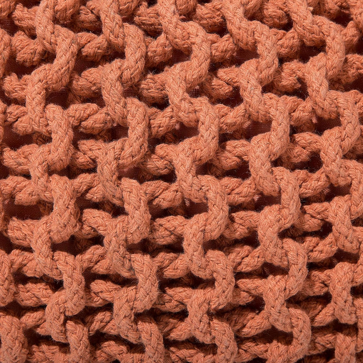 Geflochtener Strickpouf zum Sitzen Baumwolle braun rund 40 cm Modern Conrad