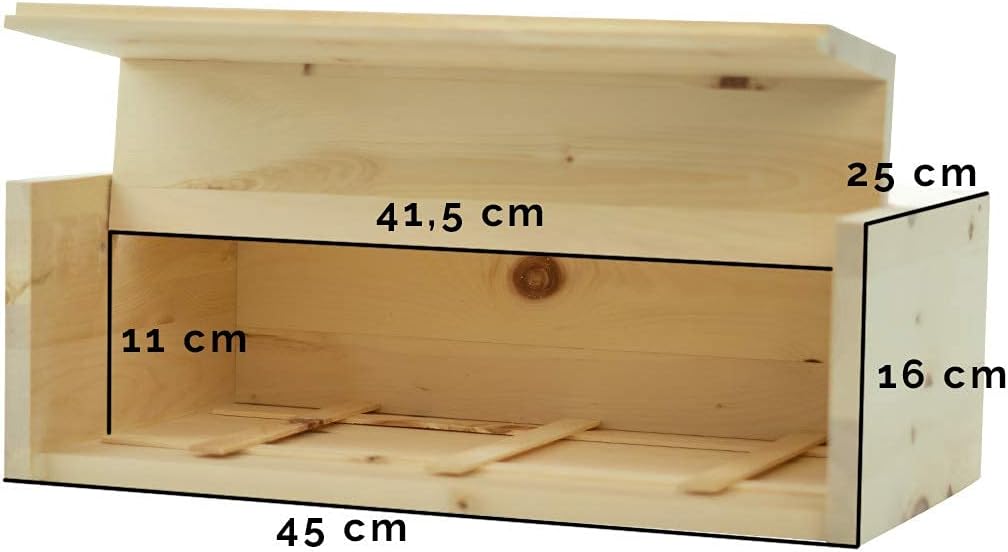 Brotkasten inkl.-Gitter & Bäckerleinen - Masse: 45 x 16 x 25 cm mit Bäckerleinen, mit Bäckerleinen
