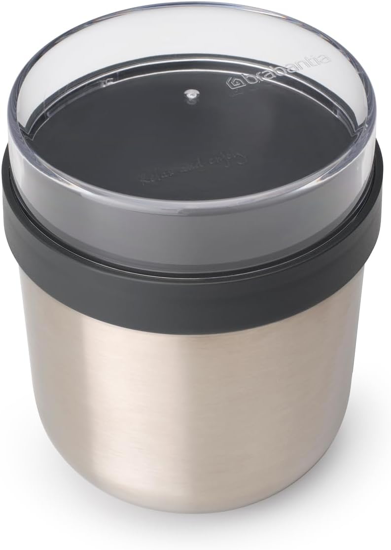 Brabantia - make & take Thermo Lunchbecher, Auslaufsicher mit durchsichtigem Toppingbehälter, Hält S