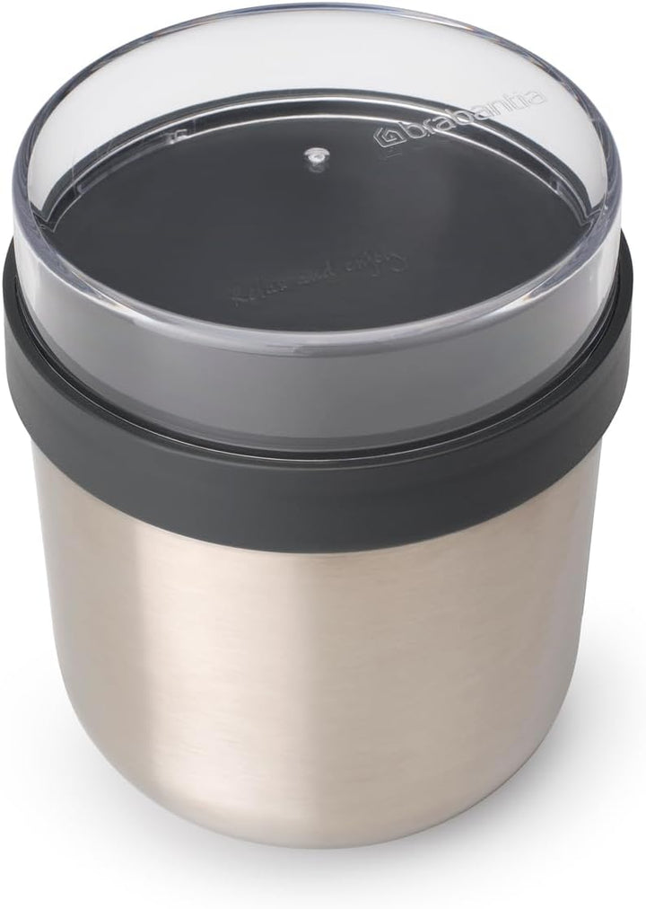 Brabantia - make & take Thermo Lunchbecher, Auslaufsicher mit durchsichtigem Toppingbehälter, Hält S