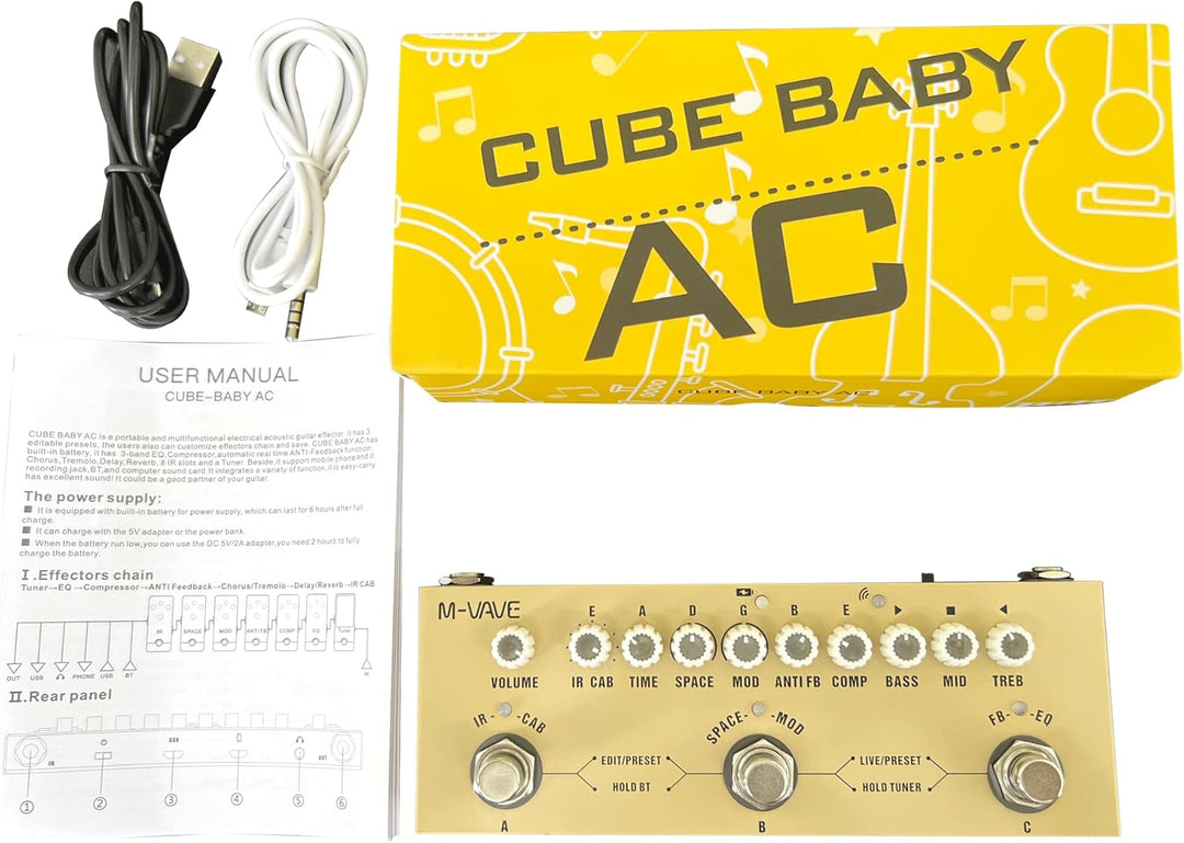 Multi Effects Acoustic Guitar Pedal,Cube Baby AC Guitar Multi Effects Pedal Delay Chorus Tremolo Rev
