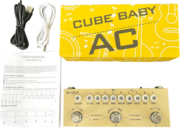 Multi Effects Acoustic Guitar Pedal,Cube Baby AC Guitar Multi Effects Pedal Delay Chorus Tremolo Rev